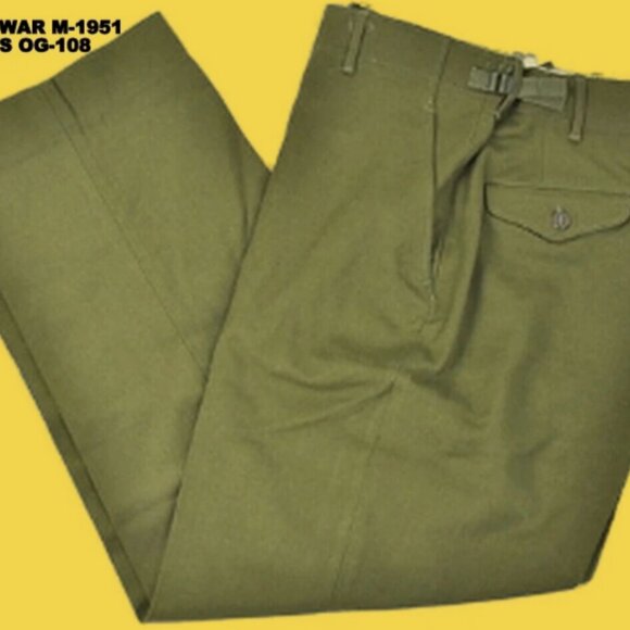 NEW VINTAGE KOREAN WAR FIELD WOOL M-1951 OG-108 WOOL OD TROUSERS - Picture 1 of 12